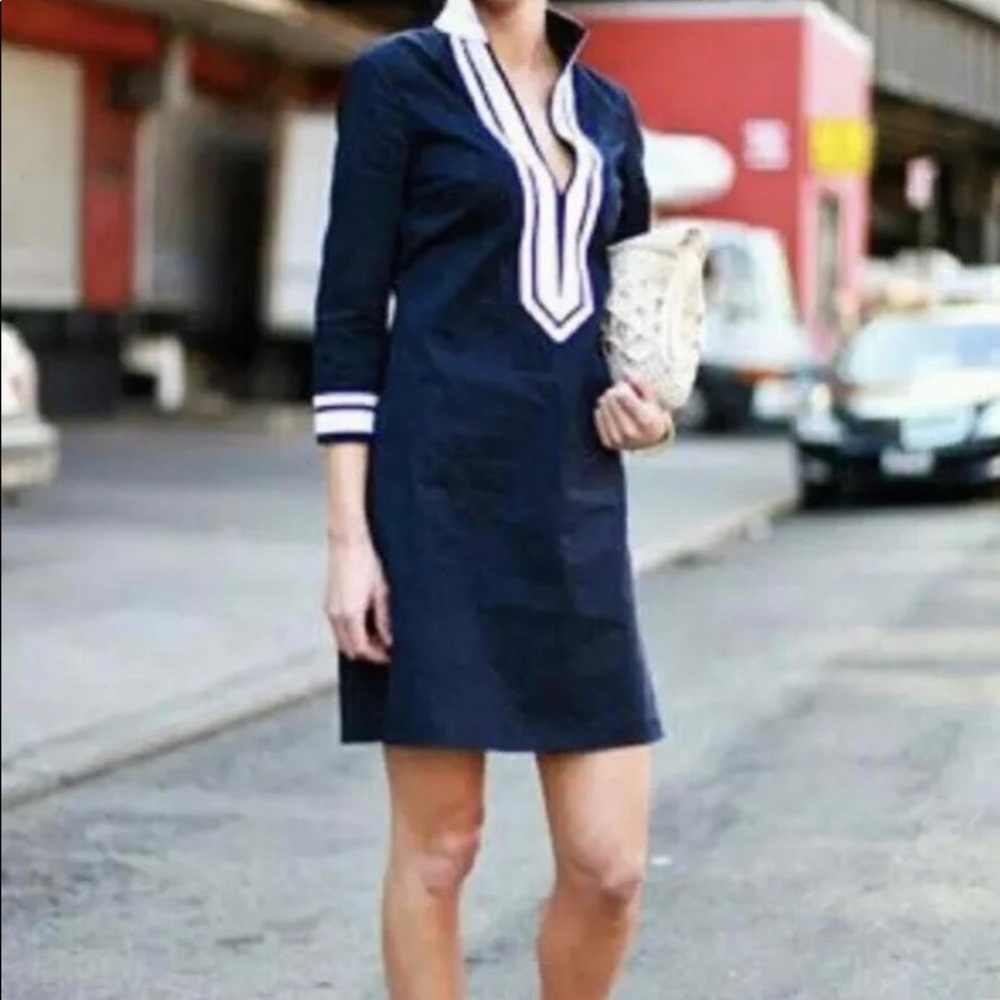 Tory Burch Navy Blue and White mini Tunic Dress